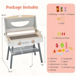 Costway Kids Barbecue Grill Playset, Wooden Kitchen Playset With Clip 4 BBQ Poles -LITTLE TIKES Shop GUEST 0140341d ef72 45d3 862b 2b986bfb4b2d
