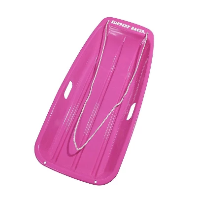 Slippery Racer Downhill Sprinter Flexible Kids Toddler Plastic Cold-Resistant Toboggan Snow Sled W/ Pull Rope And Handles, 2 Pack, 1 Pink And 1 Red 1 Slippery Racer Downhill Sprinter Flexible Kids Toddler Plastic Cold-Resistant Toboggan Snow Sled W/ Pull Rope And Handles, 2 Pack, 1 Pink And 1 Red