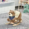 Qaba Kids Ride-On Rocking Horse Toy Bear Style Rocker With Fun Music & Soft Plush Fabric For Children 18-36 Months