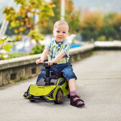 Aosom Licensed Lamborghini SIAN FKP 37 Ride On Push Car With Music & Storage, Sit And Scoot Ride On With Headlights, Steering Wheel, Age 1.5-4, Green 2 Aosom Licensed Lamborghini SIAN FKP 37 Ride On Push Car With Music & Storage, Sit And Scoot Ride On With Headlights, Steering Wheel, Age 1.5-4, Green - Image 2