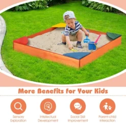 Costway Kids Wooden Backyard Sandbox W/ Built-in Corner Seating Kid's Outdoor Furniture -LITTLE TIKES Shop GUEST 027b7070 a0b1 46a0 ae98 ace267087f51