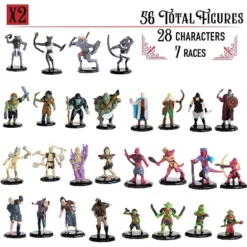 Monster Protectors Painted Fantasy Mini Figures For D&D - 1", 56 Pieces