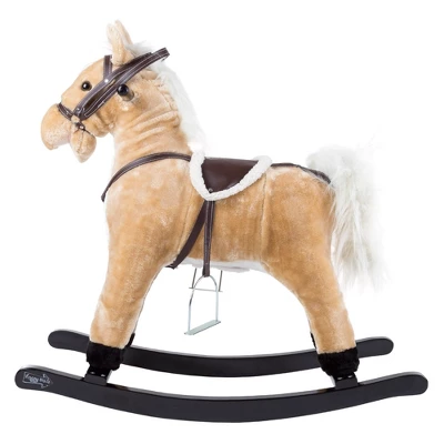 Toy Time Kids Plush Ride-On Rocking Horse On Wooden Rockers With Sounds, Stirrups, Saddle, And Reins - Brown 1 Toy Time Kids Plush Ride-On Rocking Horse On Wooden Rockers With Sounds, Stirrups, Saddle, And Reins - Brown