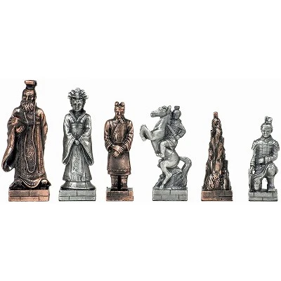 WE Games Chinese Qin Chess & Checkers Game Set - Pewter Chessmen & Black Stained Wood Board With Storage Drawers 15 In. 2 WE Games Chinese Qin Chess & Checkers Game Set - Pewter Chessmen & Black Stained Wood Board With Storage Drawers 15 In. - Image 2