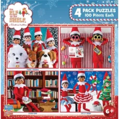 MasterPieces Kids Jigsaw Puzzle Set - Elf On The Shelf 4-Pack 100 Pieces