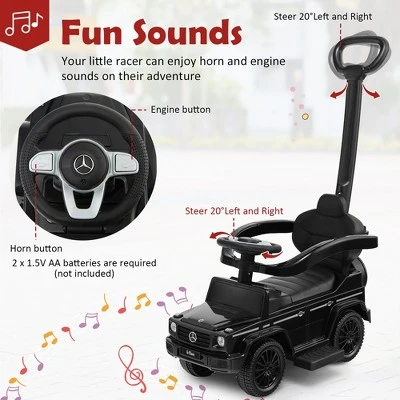 Costway 3 In 1 Ride On Push Car Mercedes Benz G350 Stroller Sliding Car W/ Canopy 9 Costway 3 In 1 Ride On Push Car Mercedes Benz G350 Stroller Sliding Car W/ Canopy - Image 9