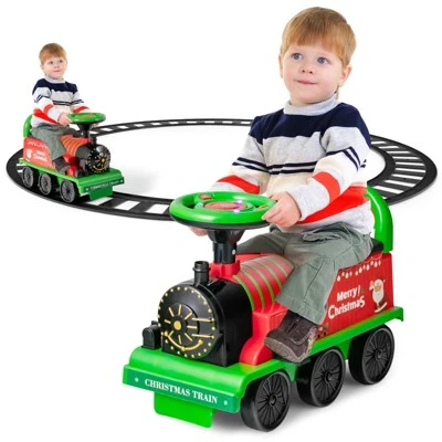 Costway 6V Electric Kids Ride On Train Motorized Train Toy W/ Track & 6 Wheels 12 Costway 6V Electric Kids Ride On Train Motorized Train Toy W/ Track & 6 Wheels - Image 12
