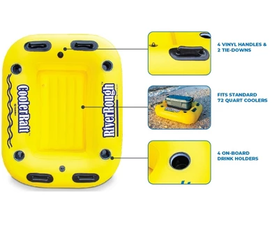 Swimline Swim Central 55" Inflatable Yellow And Black Swimming Pool Cooler Raft Float 2 Swimline Swim Central 55" Inflatable Yellow And Black Swimming Pool Cooler Raft Float - Image 2
