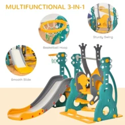 Qaba 4-in-1 Toddler Swing And Slide Set With Basketball Hoop And Adjustable Seat Height, Kids Play Climber Slide Playset, Ages 1.5-3 -LITTLE TIKES Shop GUEST 07b1b2a1 b638 4e4a a9da ea99cd2a6ee4