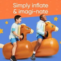 HearthSong Set Of 2 Inflatable Horse Ride On Bouncer Hop Toy For Kids' Active Play