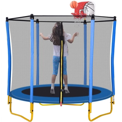 5.5 FT Kids Outdoor And Indoor Trampoline With Playpen, Basketball Hoop And Ball - ModernLuxe 2 5.5 FT Kids Outdoor And Indoor Trampoline With Playpen, Basketball Hoop And Ball - ModernLuxe - Image 2