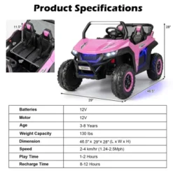 Costway 12V 2-Seater Kids Ride On UTV RC Electric Vehicle Suspension W/ Lights & Music 14 Costway 12V 2-Seater Kids Ride On UTV RC Electric Vehicle Suspension W/ Lights & Music -LITTLE TIKES Shop GUEST 09474b61 b8ed 40c7 beec f95088c86613