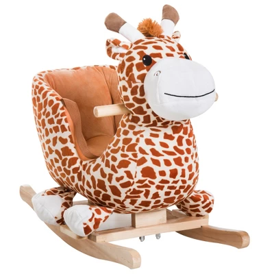 Qaba Kids Plush Rocking Horse Giraffe Style Themed Ride-On Chair Toy With Sound Brown 3 Qaba Kids Plush Rocking Horse Giraffe Style Themed Ride-On Chair Toy With Sound Brown - Image 3