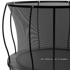 ALLSTAR 10 Ft Round Trampoline For Kids Outdoor Backyard Play Equipment Playset With Net Safety Enclosure And Ladder, 330 Lb Capacity, Black