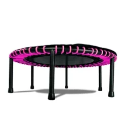 LEAPS & REBOUNDS 40" Round Mini Fitness Trampoline & Rebounder Indoor Home Gym Exercise Equipment Low Impact Workout For Adults, Pink