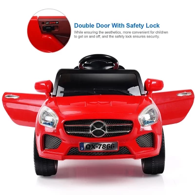 Costway 6V Kids Ride On Car RC Remote Control Battery Powered W/ LED Lights MP3 Red 3 Costway 6V Kids Ride On Car RC Remote Control Battery Powered W/ LED Lights MP3 Red - Image 3