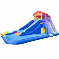 Pogo Bounce House Backyard Kids Home Giant Water Park Inflatable Water Slide With Splash Pool