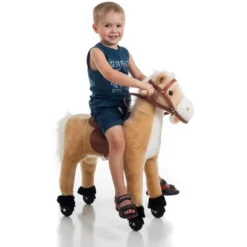 Toy Time Kids' Plush Walking Horse On Wheels Ride-On Toy