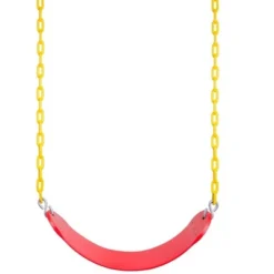 New Bounce Swing Seat With Heavy Duty Rust-Proof Chain Coated For Safety And Comfort - Outdoor Swings For Kids And Adults - 2 Pack - Red