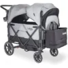 Larktale Caravan - 200 Lbs. Capacity, Double Seater Collapsible Wagon, All-Terrain Stroller Wagon For Kids And Babies - 2023 Version - Gray/Black