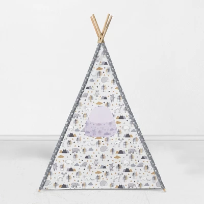 Bacati - Woodlands Gray/Beige Play Tent For Kids/Toddlers, 100% Cotton Percale Fabric Cover 4 Bacati - Woodlands Gray/Beige Play Tent For Kids/Toddlers, 100% Cotton Percale Fabric Cover - Image 4