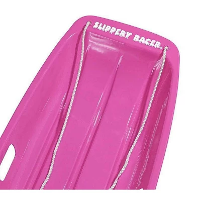 Slippery Racer Downhill Sprinter Flexible Kids Toddler Plastic Cold-Resistant Toboggan Snow Sled W/ Pull Rope And Handles, 2 Pack, 1 Pink And 1 Red 2 Slippery Racer Downhill Sprinter Flexible Kids Toddler Plastic Cold-Resistant Toboggan Snow Sled W/ Pull Rope And Handles, 2 Pack, 1 Pink And 1 Red - Image 2