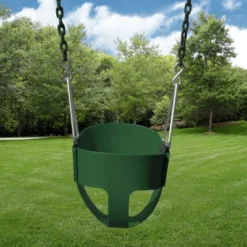Gorilla Playsets Full Bucket Toddler Swing - Green With Green Chains