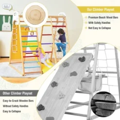 Costway 8-in-1 Jungle Gym Playset, Wooden Climber Play Set With Monkey Bars Colorful/Natural -LITTLE TIKES Shop GUEST 10ddad0c 8329 4eff 9993 557860baae80