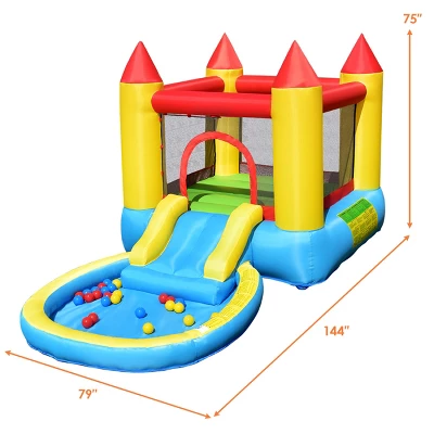 Costway Inflatable Bounce House Kids Slide Jumping Castle Bouncer W/Pool And 580W Blower 2 Costway Inflatable Bounce House Kids Slide Jumping Castle Bouncer W/Pool And 580W Blower - Image 2