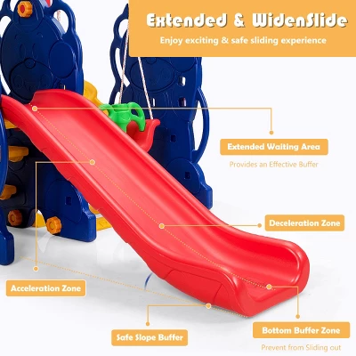 3 In 1 Toddler Climber And Swing Set Kid Climber Slide Playset W/Basketball Hoop 8 3 In 1 Toddler Climber And Swing Set Kid Climber Slide Playset W/Basketball Hoop - Image 8