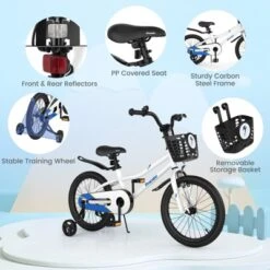 Costway 18'' Kid's Bike With Removable Training Wheels & Basket For 4-8 Years Old White/Blue/Red/Skyblue -LITTLE TIKES Shop GUEST 12c115c6 edba 49be 8f1a 1833de35a01b