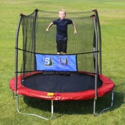 Skywalker Trampolines 8' Round Jump-N-Toss Trampoline With Enclosure - Red