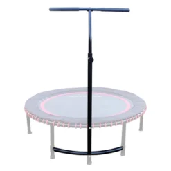 LEAPS & REBOUNDS 40" Adjustable Stability Bar Attachment With 40" Mini Fitness Trampoline And Home Gym Rebounder For Cardio Exercises, Orange