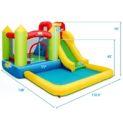 Costway Inflatable Bounce House Water Slide Jump Bouncer With Climbing Wall And Splash Pool Blower Excluded