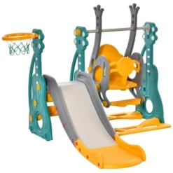 Qaba 4-in-1 Toddler Swing And Slide Set With Basketball Hoop And Adjustable Seat Height, Kids Play Climber Slide Playset, Ages 1.5-3 -LITTLE TIKES Shop GUEST 15d0645d 0333 4a2b 9e78 05deea9cb2e2