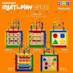 Wooden Activity Cube With Bead Maze, Shape Sorter, Abacus Counting Beads, Counting Numbers, Sliding Shapes - 5 In 1 - Play22Usa -LITTLE TIKES Shop GUEST 1699fc77 c10b 4f4c ae46 ef16347ef4b2