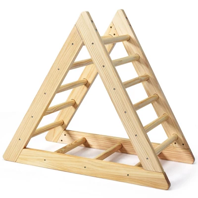 Costway Wooden Climbing Pikler Triangle With Climbing Ladder For Toddler Step Training, Natural 2 Costway Wooden Climbing Pikler Triangle With Climbing Ladder For Toddler Step Training, Natural - Image 2