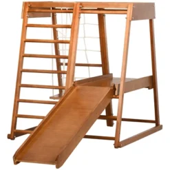 Qaba 6-in-1 Indoor Jungle Gym Playground With Slide, Climbing Wall, Rope Climber, Monkey Bars, Swing, Toddler Climbing Toys For 3-10 Years Old, Wood -LITTLE TIKES Shop GUEST 18d59c0a 7abc 4ae0 aba8 f17a99fca1b0