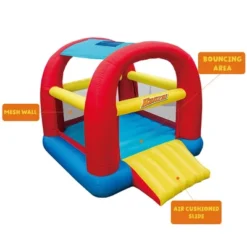 Banzai Cool Canopy Bouncer Outdoor Backyard Inflatable Kids Bounce House With Slide, Shade Canopy, Blower Motor, Ground Stakes, And Storage Bag -LITTLE TIKES Shop GUEST 1a09dc1c 5de8 4297 b175 907102627b8f