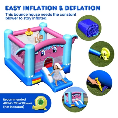 Costway Inflatable Bounce House 3-in-1 Elephant Theme Inflatable Castle Without Blower 7 Costway Inflatable Bounce House 3-in-1 Elephant Theme Inflatable Castle Without Blower - Image 7