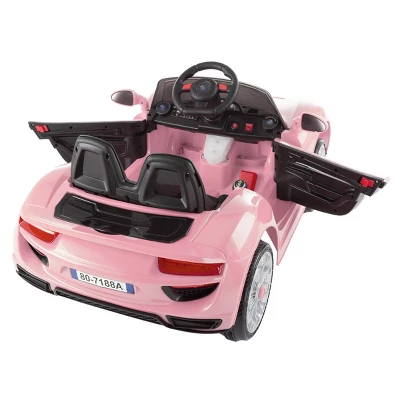 Toy Time Motorized Electric Ride-On Sports Car - 6V Battery-Powered With Remote Control - Pink 1 Toy Time Motorized Electric Ride-On Sports Car - 6V Battery-Powered With Remote Control - Pink