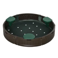 Outsunny Kids Outdoor Round Sandbox With Cover Garden Bed, Easy Assembly Children's Backyard Play Station For 3-12 Years Old, Brown -LITTLE TIKES Shop GUEST 1ca601c6 d685 4bfd a56b 989fe897a614