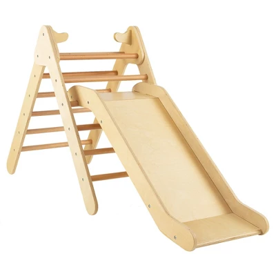 Costway 2-in-1 Wooden Climbing Triangle Set Triangle Climber W/ Ramp 3 Costway 2-in-1 Wooden Climbing Triangle Set Triangle Climber W/ Ramp - Image 3