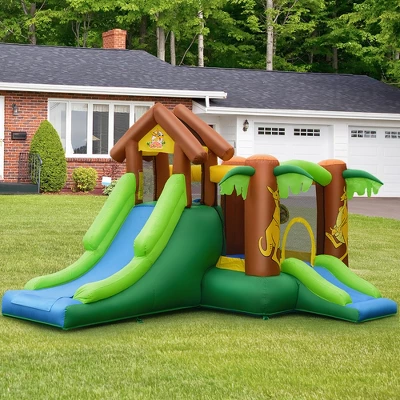 Costway Inflatable Jungle Bounce House Kids Dual Slide Jumping Castle Bouncer 1 Costway Inflatable Jungle Bounce House Kids Dual Slide Jumping Castle Bouncer