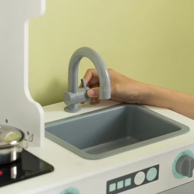 Gardenised Wooden Play Kitchen Toy, Light On Microwave, Cabinet, Washer, Sound Electronic Stove, Microwave And Sink Ages 3+ 2 Gardenised Wooden Play Kitchen Toy, Light On Microwave, Cabinet, Washer, Sound Electronic Stove, Microwave And Sink Ages 3+ - Image 2