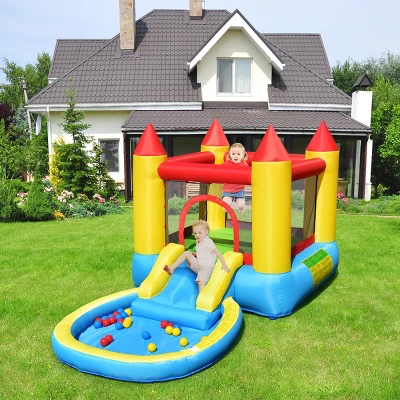Costway Inflatable Bounce House Kids Slide Jumping Castle Bouncer W/Pool And 580W Blower 1 Costway Inflatable Bounce House Kids Slide Jumping Castle Bouncer W/Pool And 580W Blower