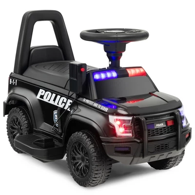 Costway 2-in-1 6V Kids Ride On Police Car Toddler Push Car W/ Megaphone & Siren WhiteBlack 10 Costway 2-in-1 6V Kids Ride On Police Car Toddler Push Car W/ Megaphone & Siren WhiteBlack - Image 10