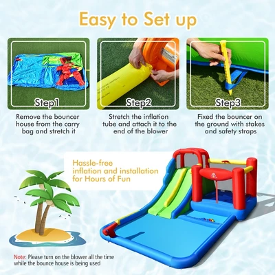 Costway Inflatable Water Slide Kids Jumping Bounce Castle W/ Ocean Balls Blower Excluded 6 Costway Inflatable Water Slide Kids Jumping Bounce Castle W/ Ocean Balls Blower Excluded - Image 6