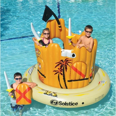Solstice 82" Inflatable Giant Floating Pirate Castle Swimming Pool Adventure Play Set - Yellow 2 Solstice 82" Inflatable Giant Floating Pirate Castle Swimming Pool Adventure Play Set - Yellow - Image 2