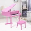 Costway Childs 30 Key Toy Grand Baby Piano W/ Kids Bench Wood Pink New